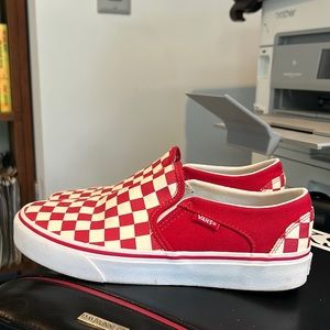 Vans Classic Red Checkerboard Slip - On - Excellent condition